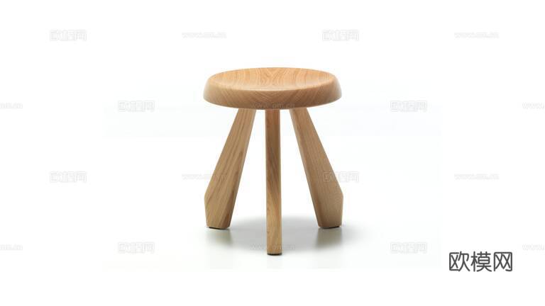 Cassina 木凳 矮凳3d模型下载（渲染图2）