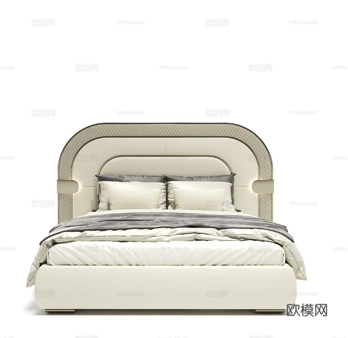 CAPITAL 轻奢双人床3d模型下载（渲染图1）