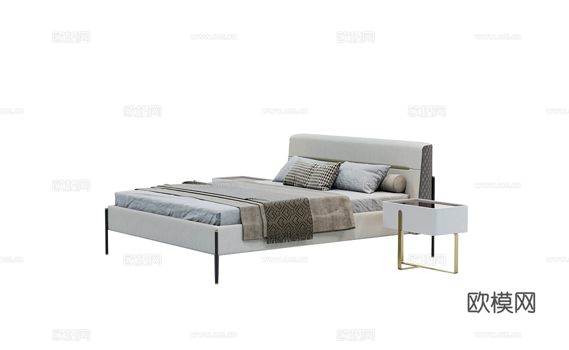 CAPITAL 意式双人床3d模型下载（渲染图2）