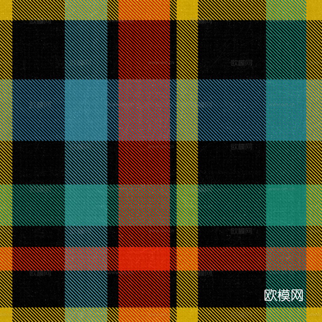 无缝拼色格子条纹布纹布料PBR贴图 1k