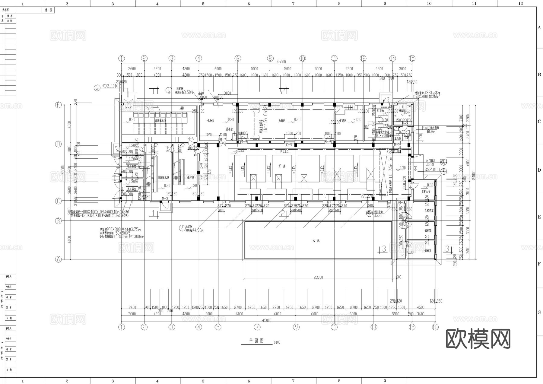 坡水泵主房施工图cad施工图