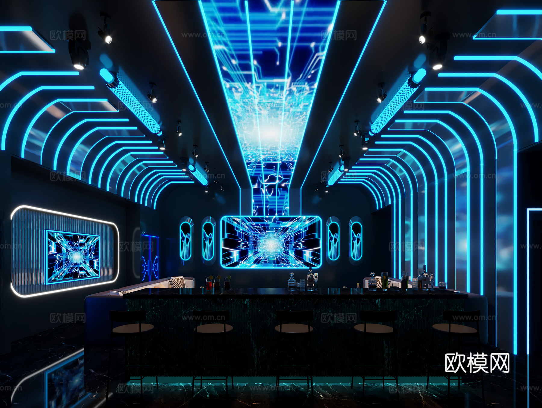 科技风派克风KTV3d模型下载