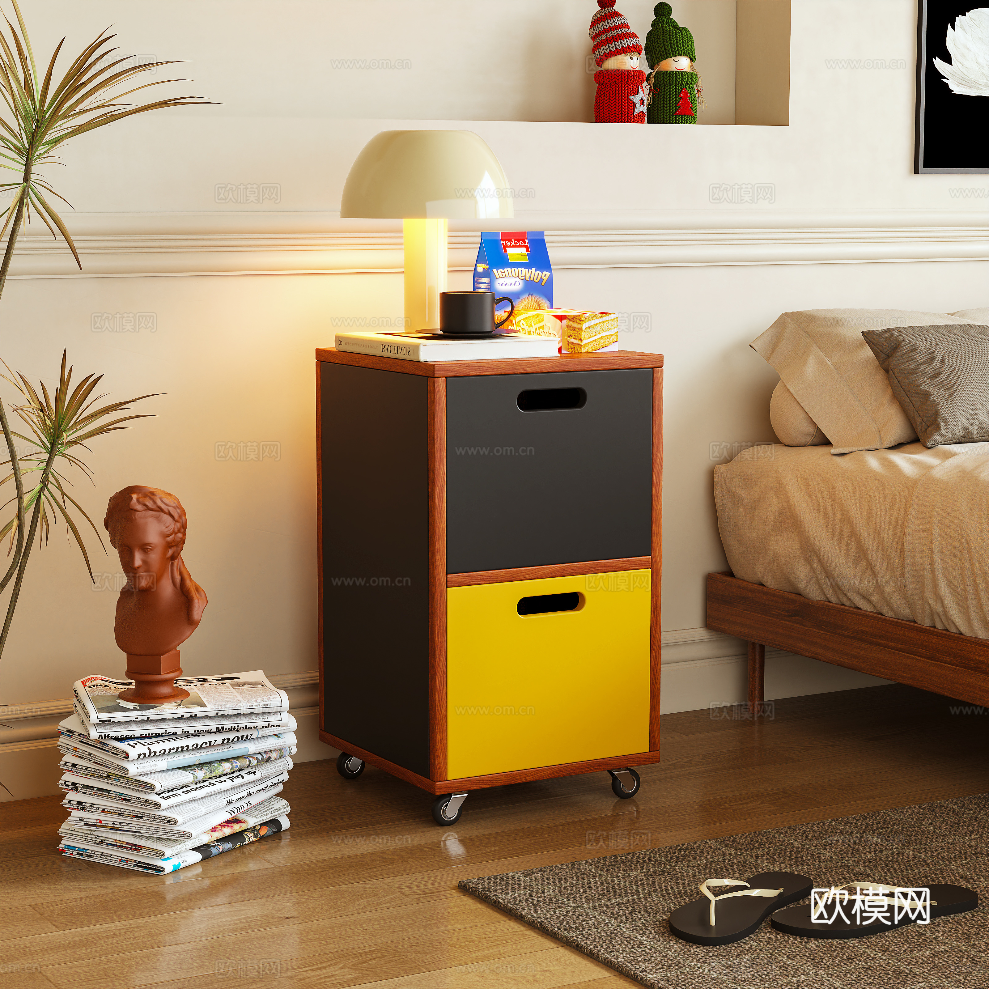 床头柜 边柜 移动柜3d模型下载