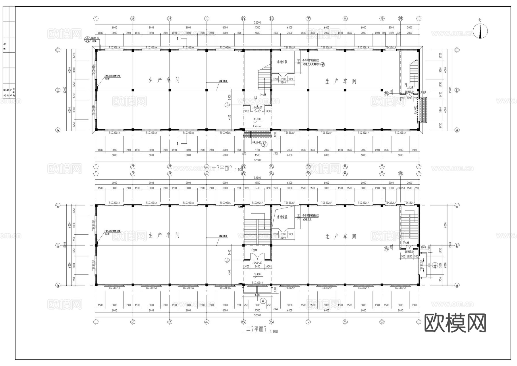 某塑料厂房建筑施工图cad施工图
