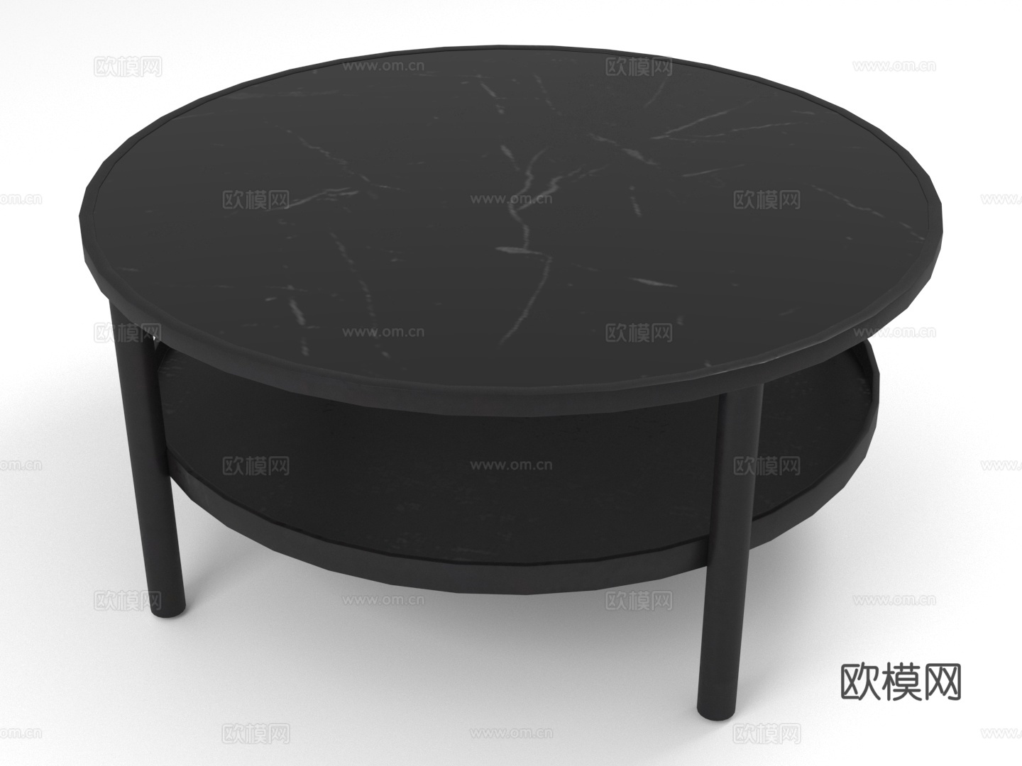 茶几 圆形茶几 大理石纹茶几 现代简约茶几 储物茶几3d模型