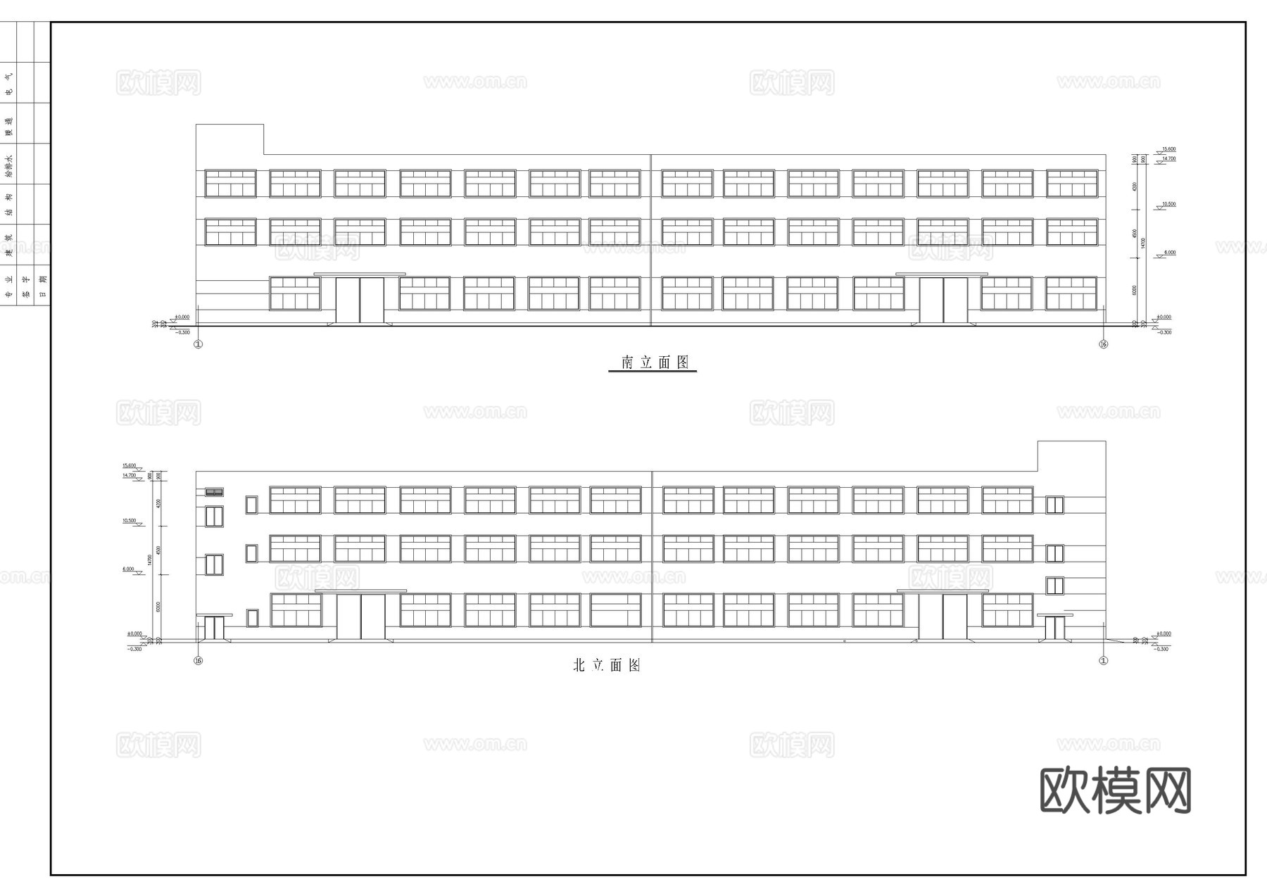三层厂房设计图cad施工图