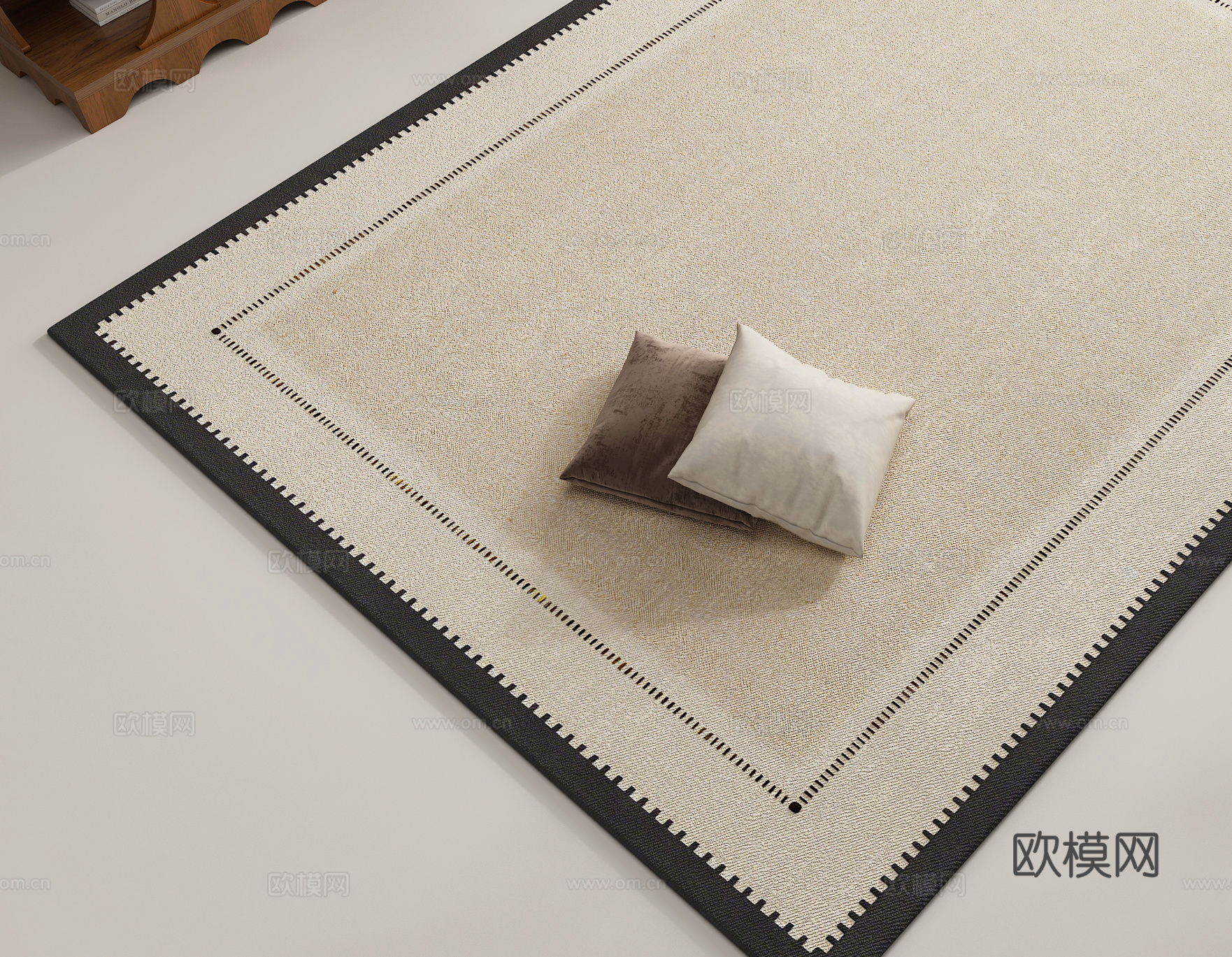 中古风复古客厅地毯  卧室地毯3d模型