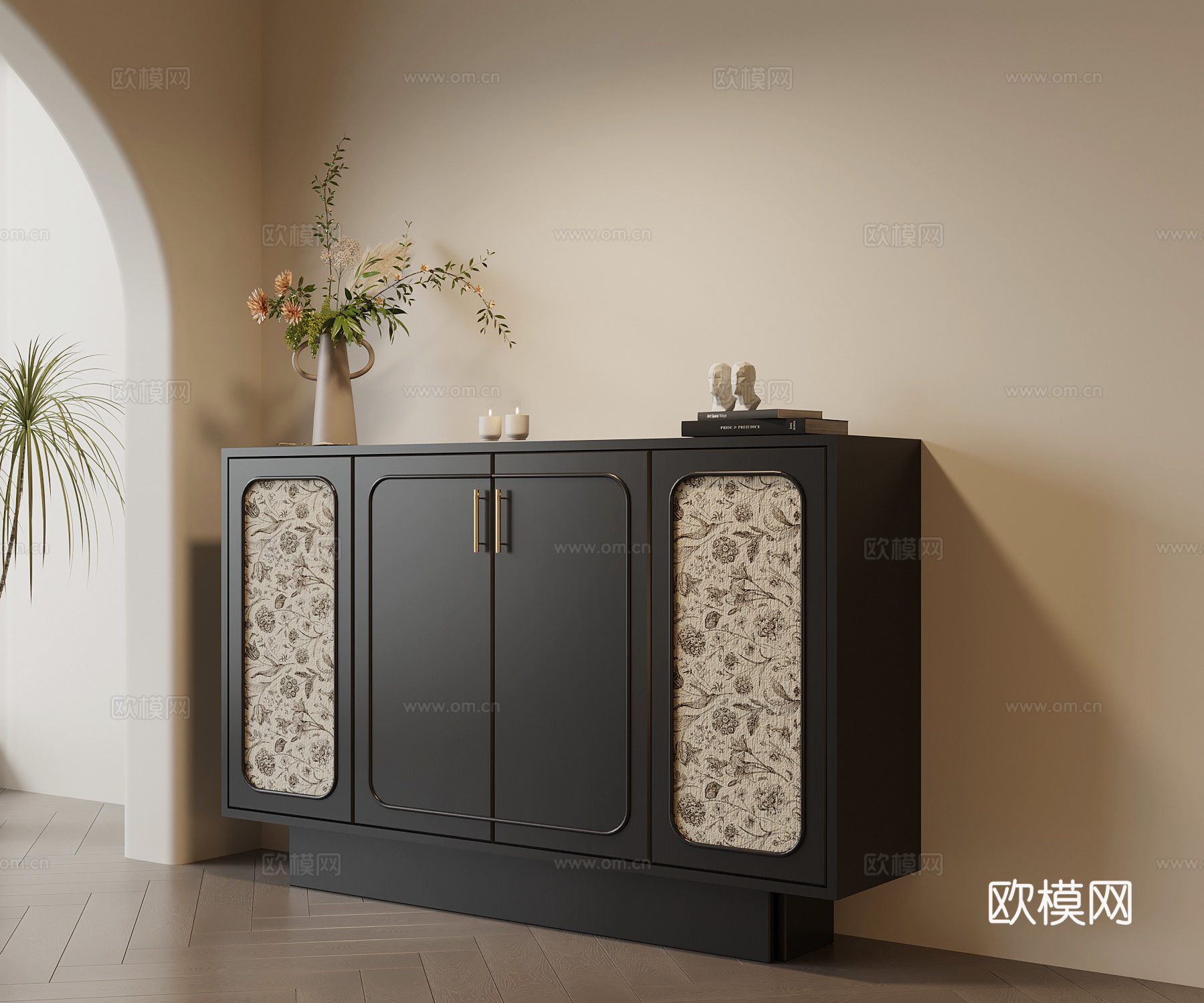 法式玄关柜 边柜 鞋柜3d模型