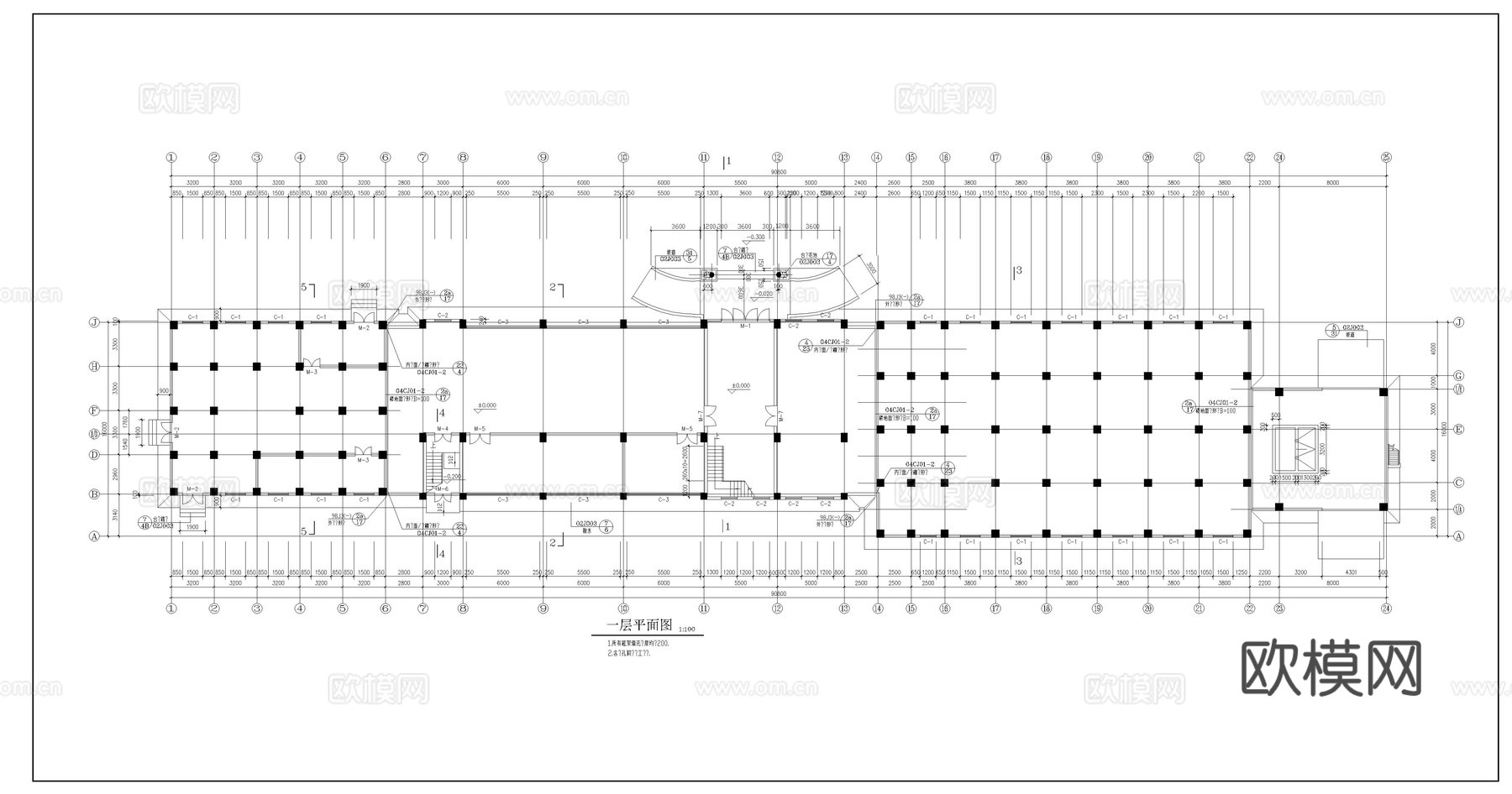 某面粉厂制车间建筑图cad施工图cad施工图
