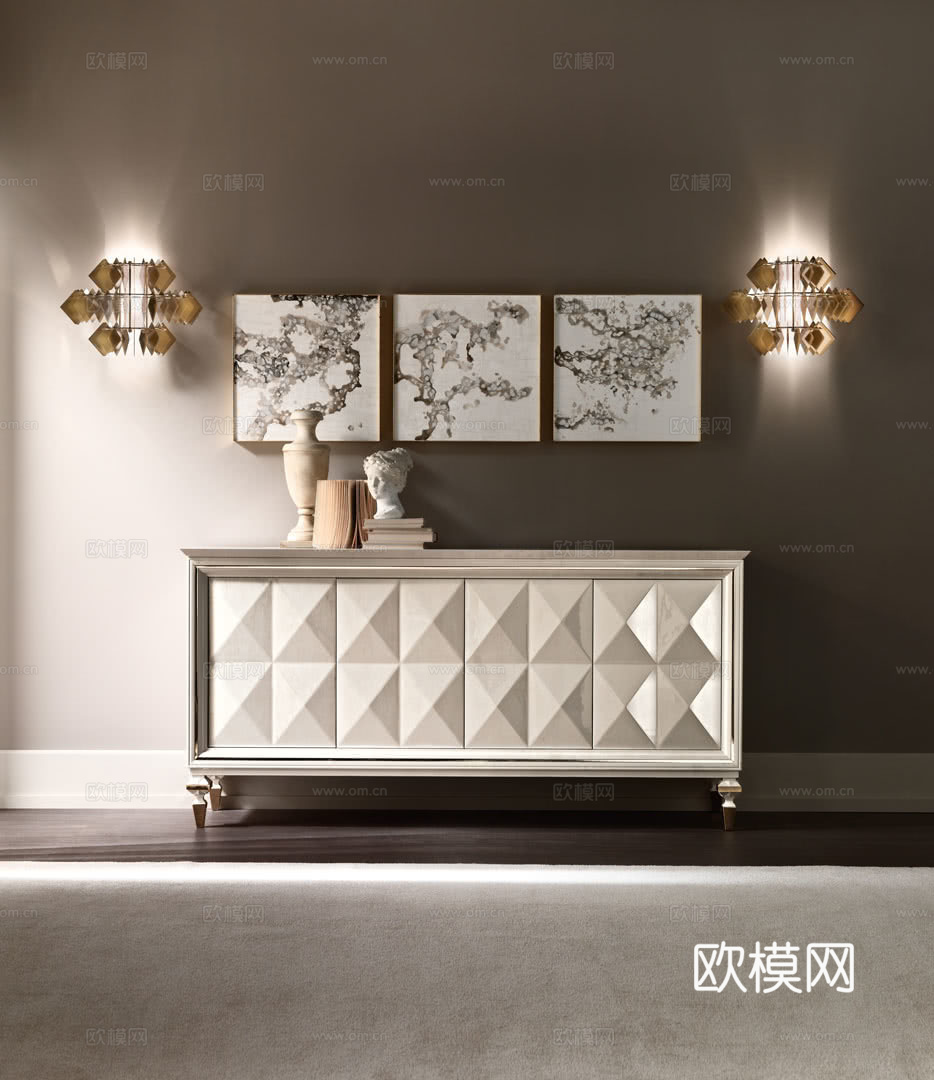 CANTORI 轻奢玄关柜3d模型下载（渲染图2）