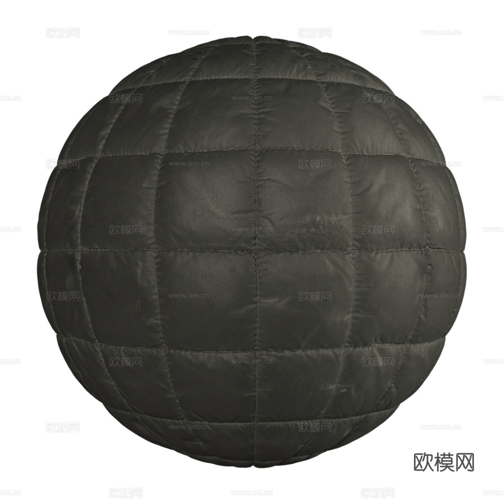 无缝黑色软包皮革PBR贴图 1k