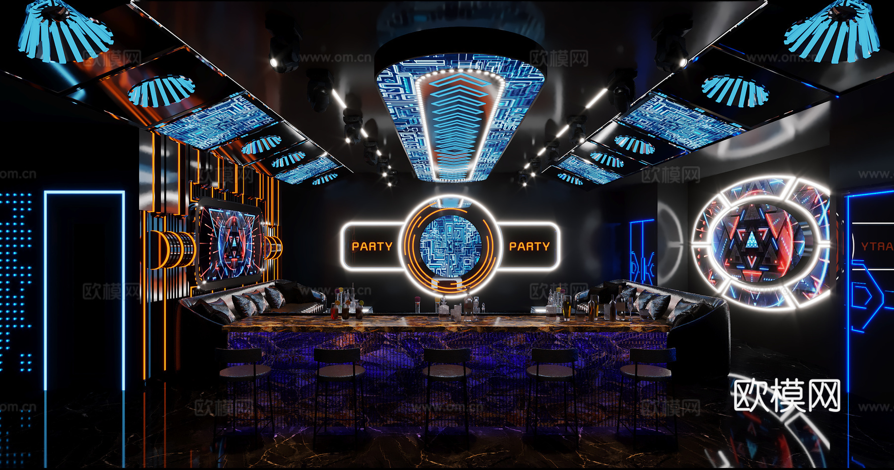 科技风派克风KTV3d模型下载