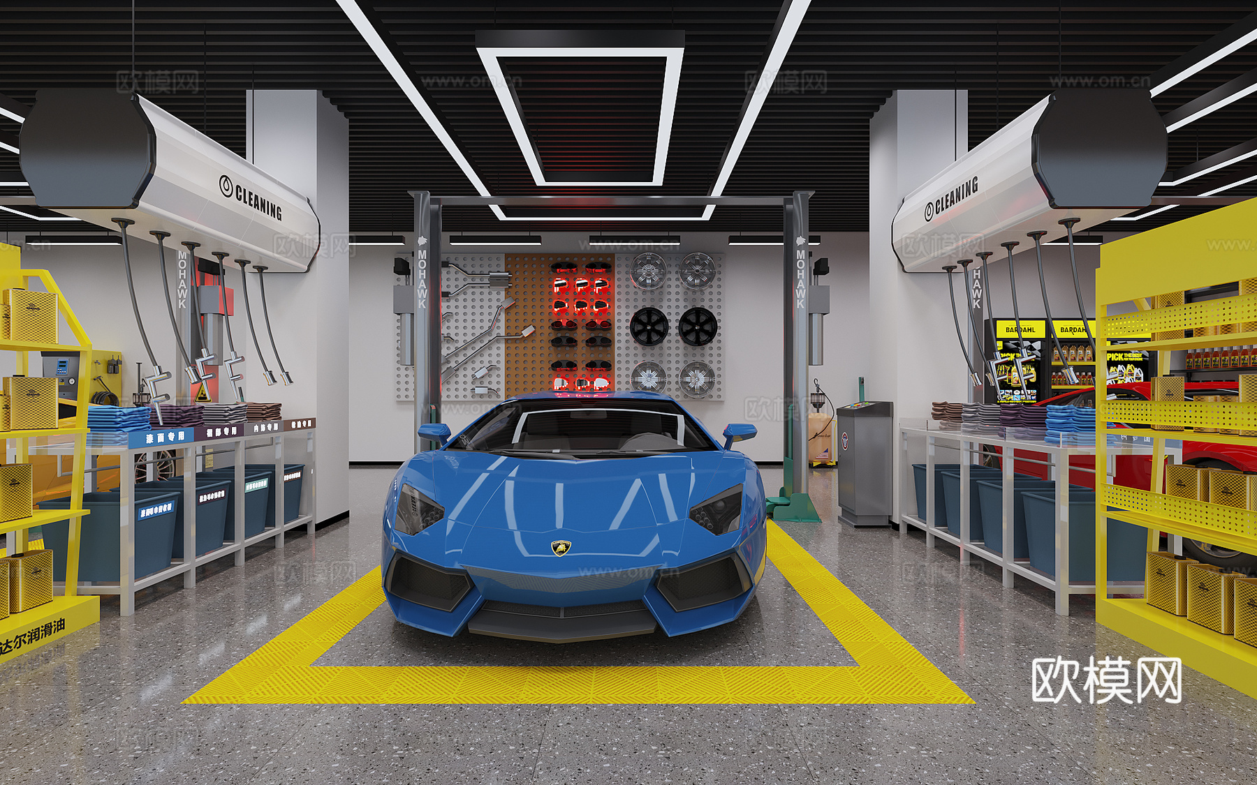 现代汽车维修保养店3d模型下载（渲染图3）