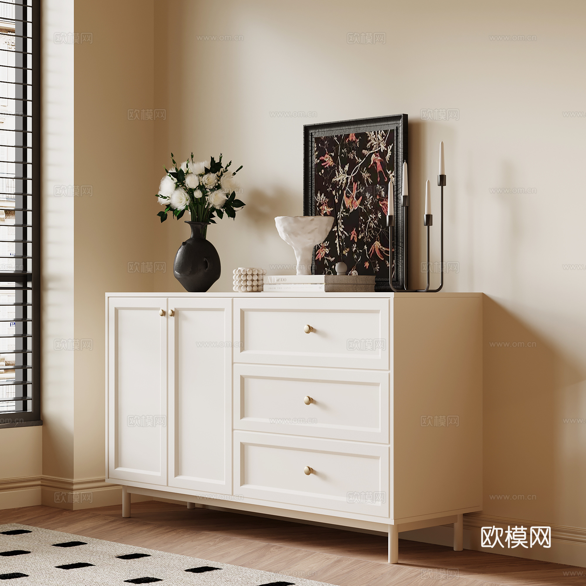法式玄关柜 边柜3d模型