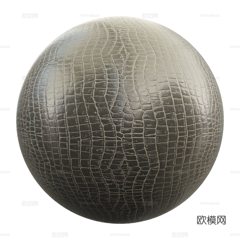 无缝黑色鳄鱼皮皮革PBR贴图 1k