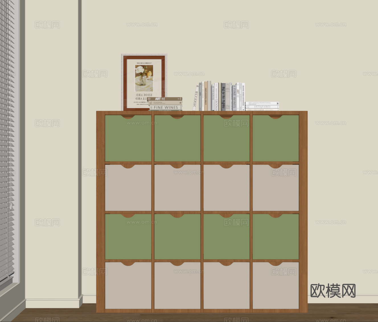 现代奶油风柜子 儿童柜 边柜 储物柜 书柜su模型