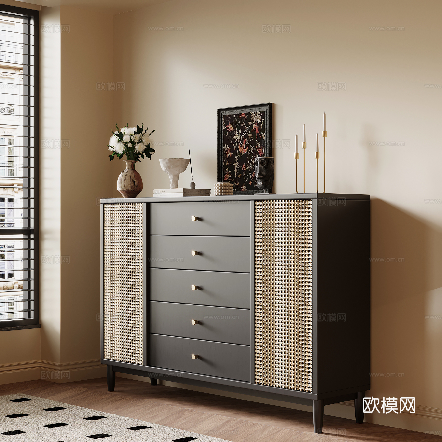 法式玄关柜 边柜 装饰柜3d模型