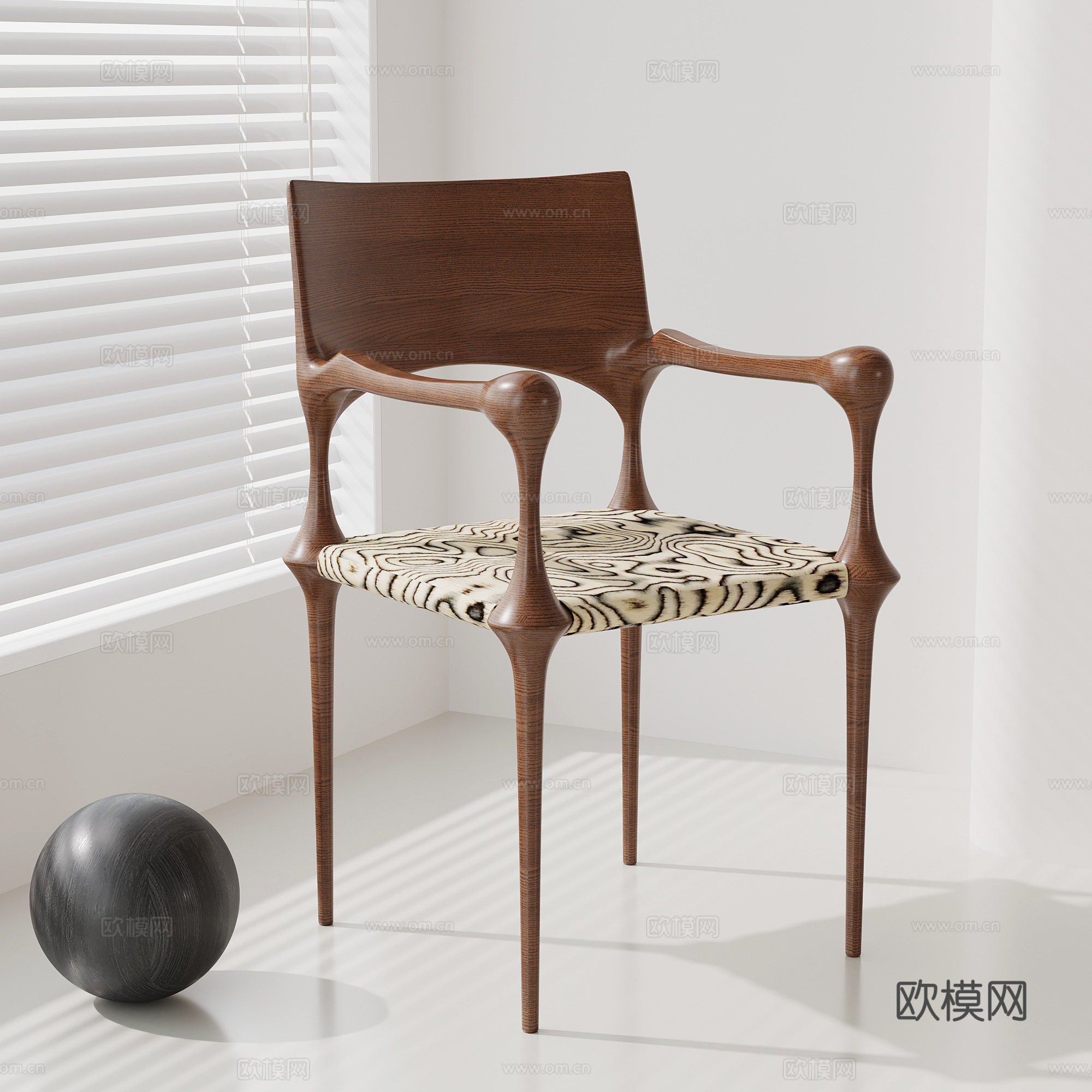现代中古餐椅 休闲椅 椅子3d模型