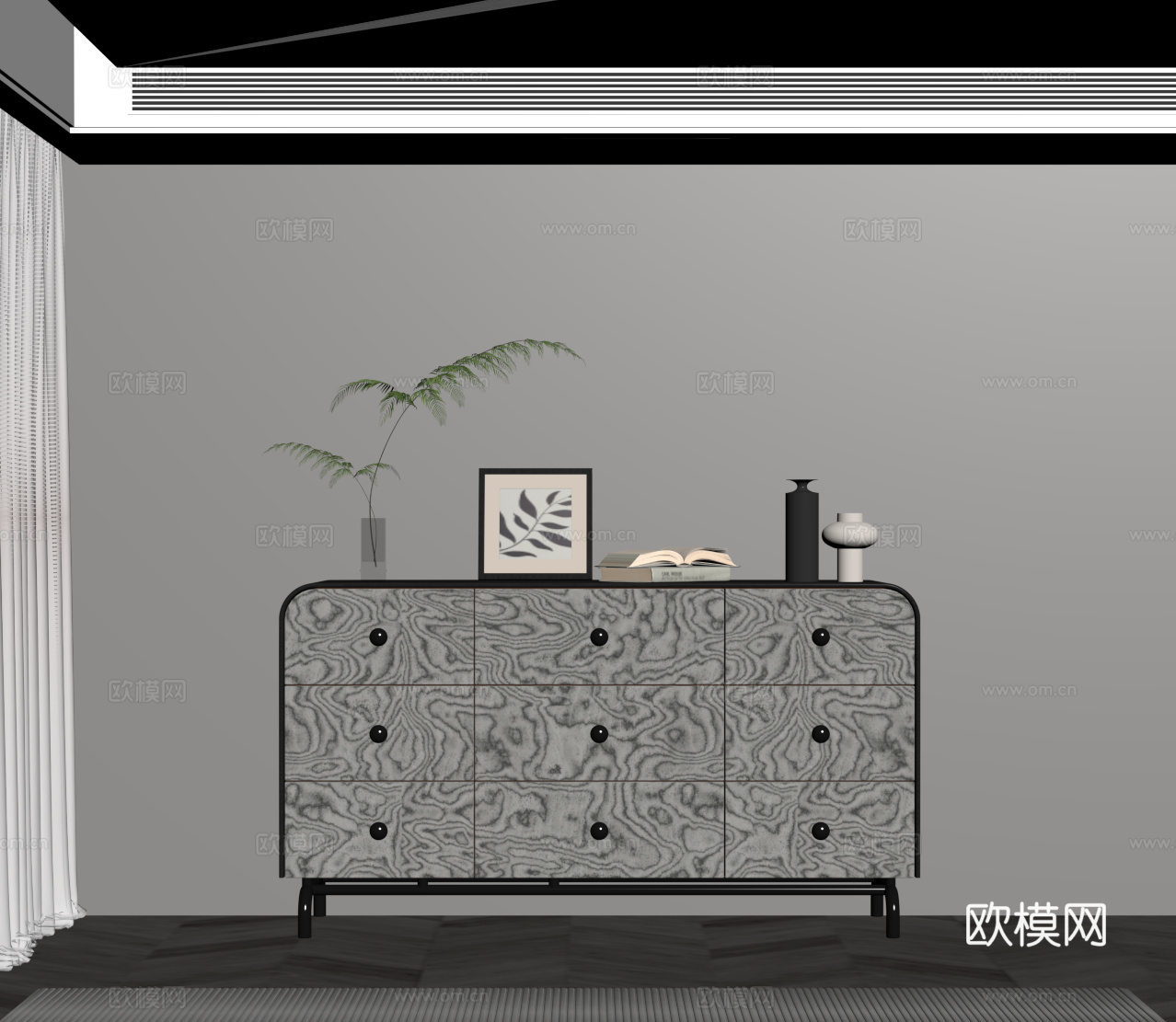 现代意式玄关柜 边柜su模型