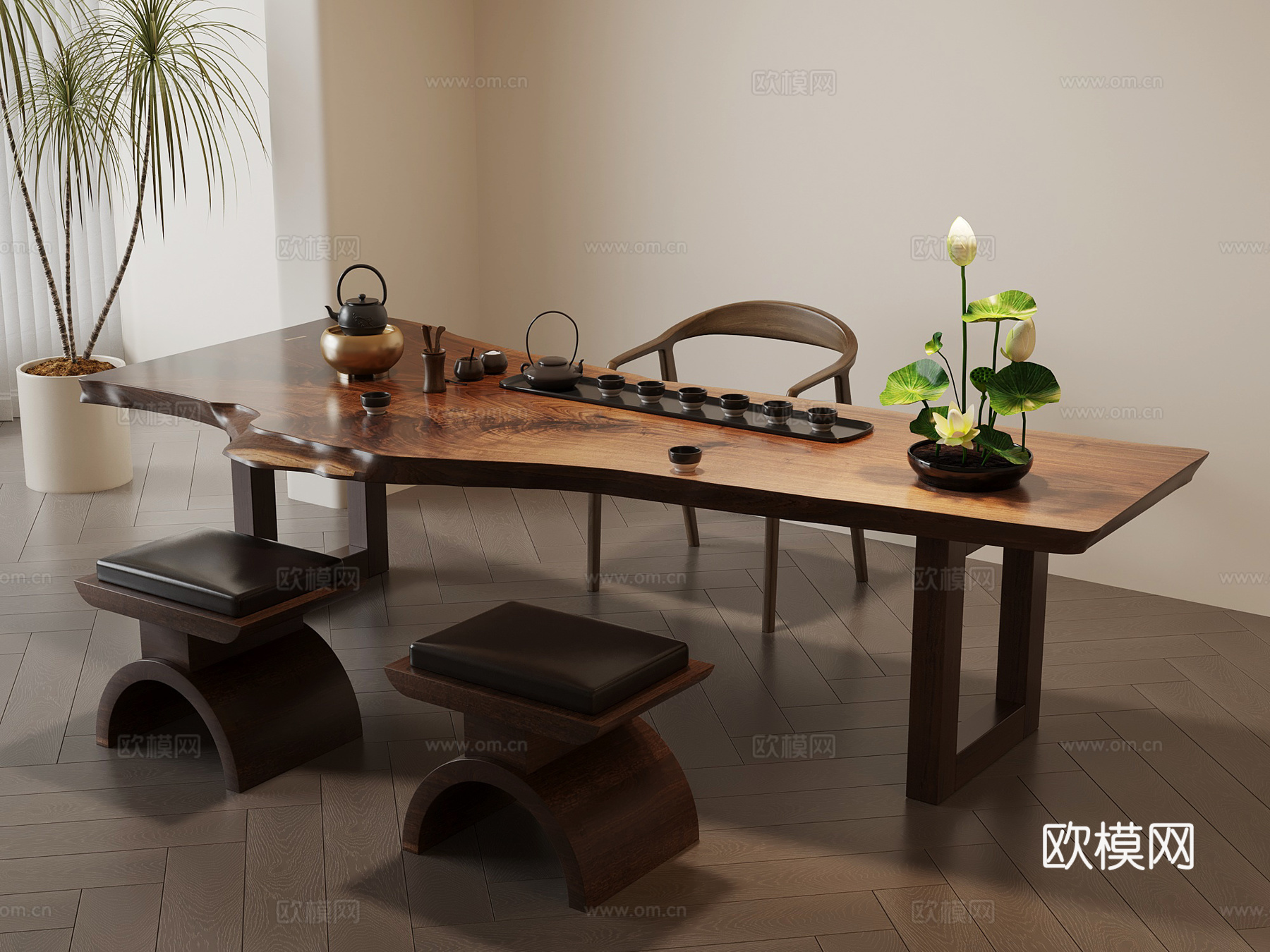 茶桌椅 中古风茶桌椅 新中式茶桌椅3d模型