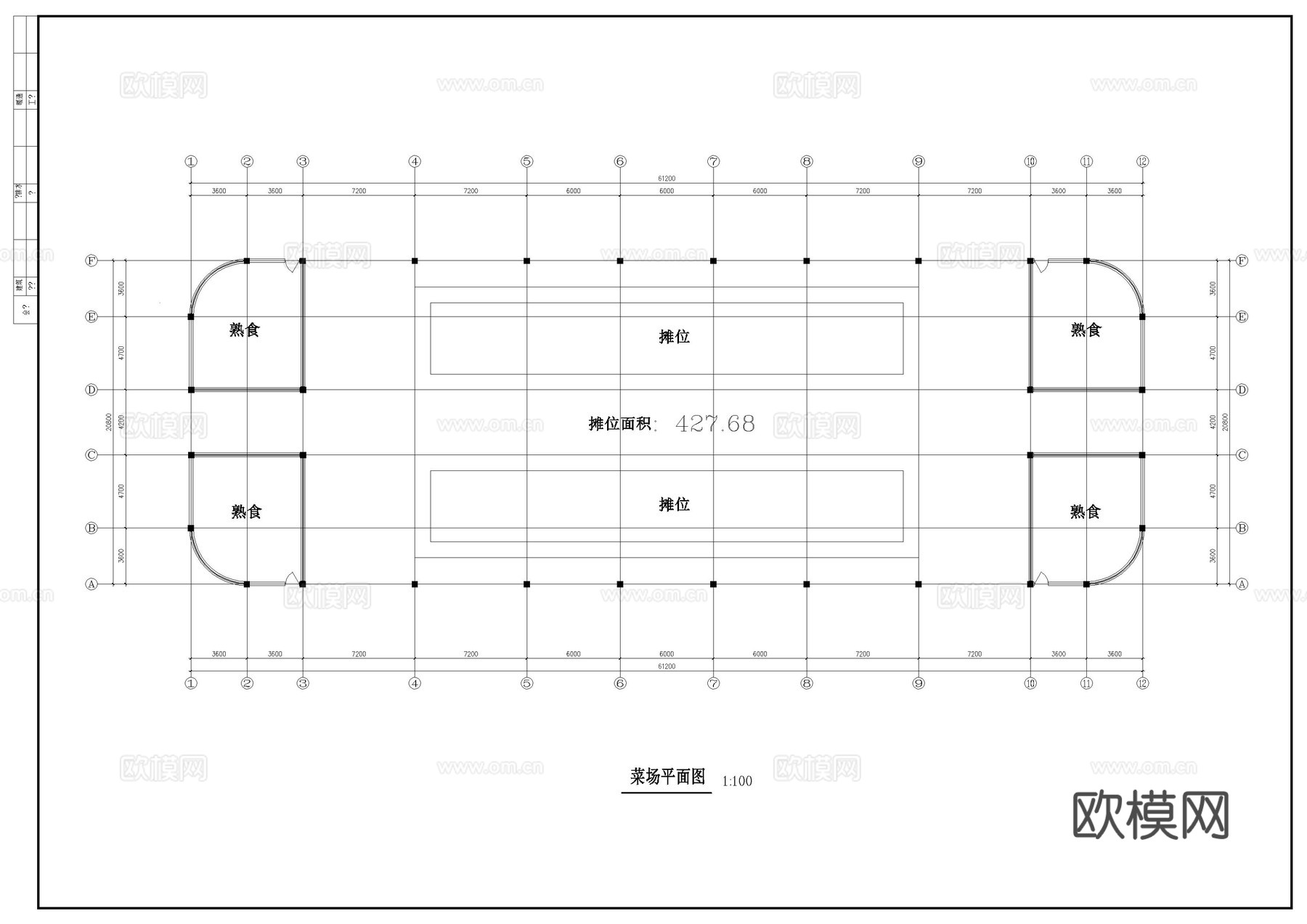 农贸市场平面图cad施工图