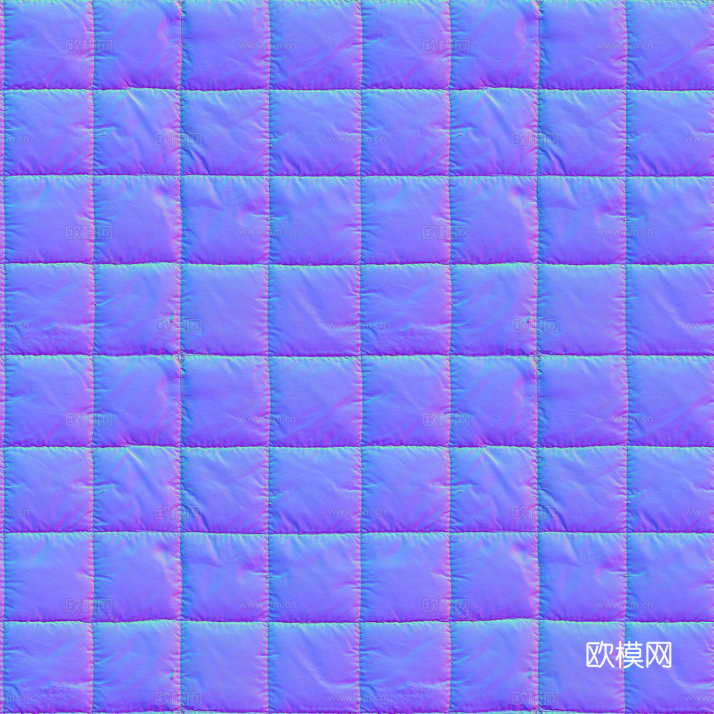 无缝蓝色软包皮革PBR贴图 1k