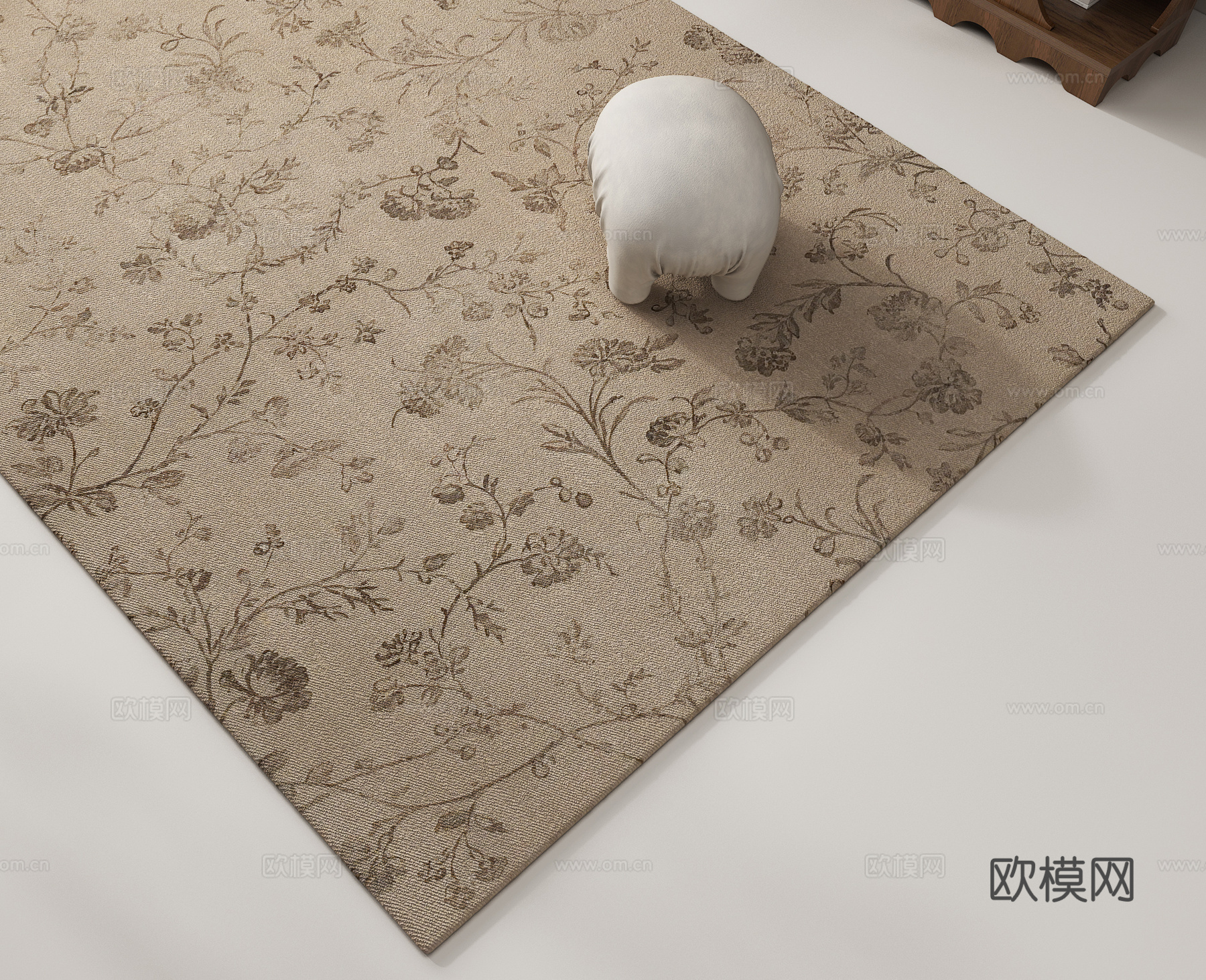 中古风复古客厅地毯  卧室地毯3d模型