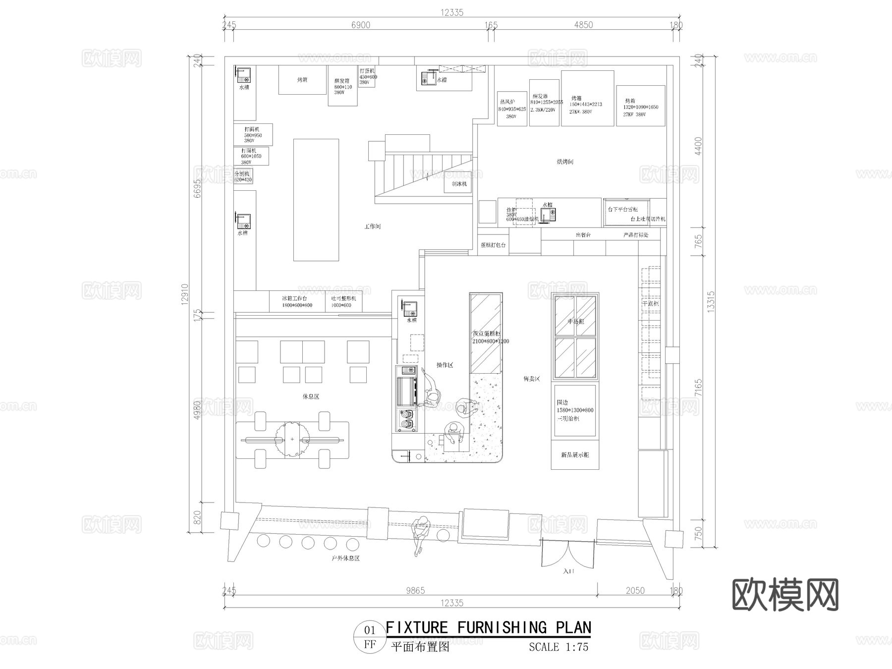 18套烘焙店面包店CAD施工图cad施工图
