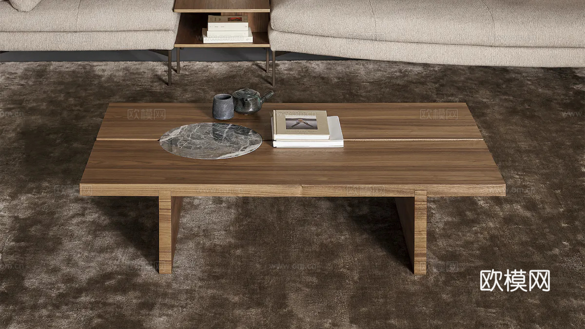 BONALDO 原木茶几3d模型下载（渲染图2）
