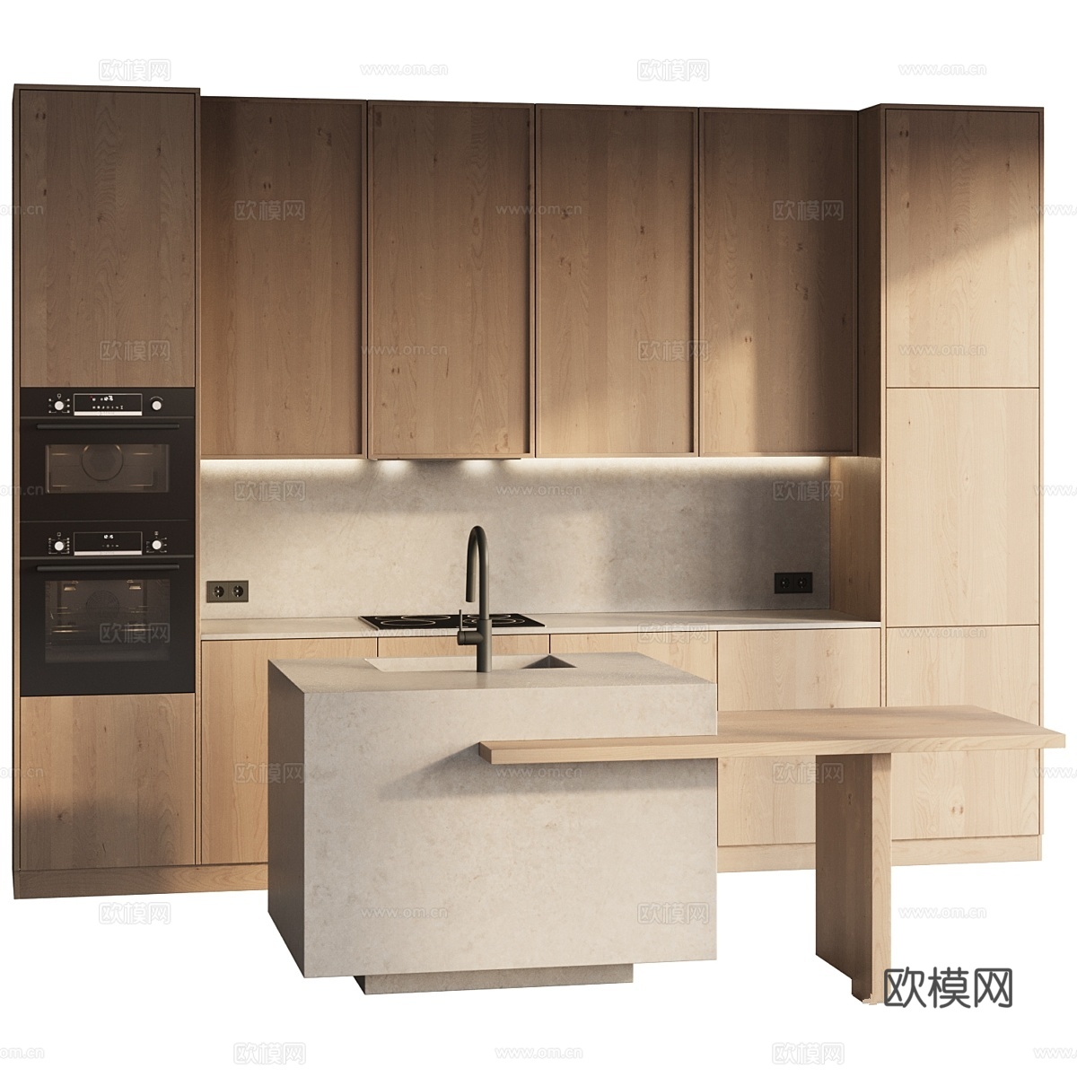 现代厨房带岛台 143d模型