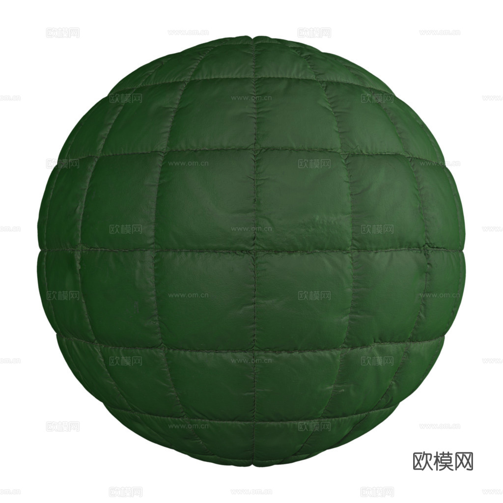 无缝绿色软包皮革PBR贴图 1k