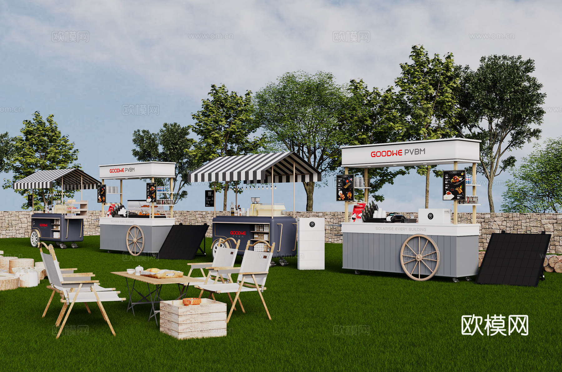 现代露营烧烤市集3d模型下载