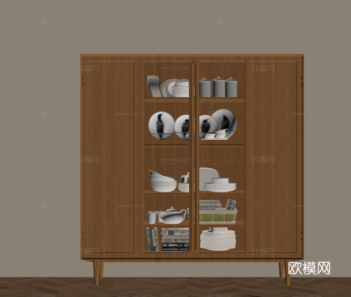 现代餐边柜 餐具柜 边柜su模型