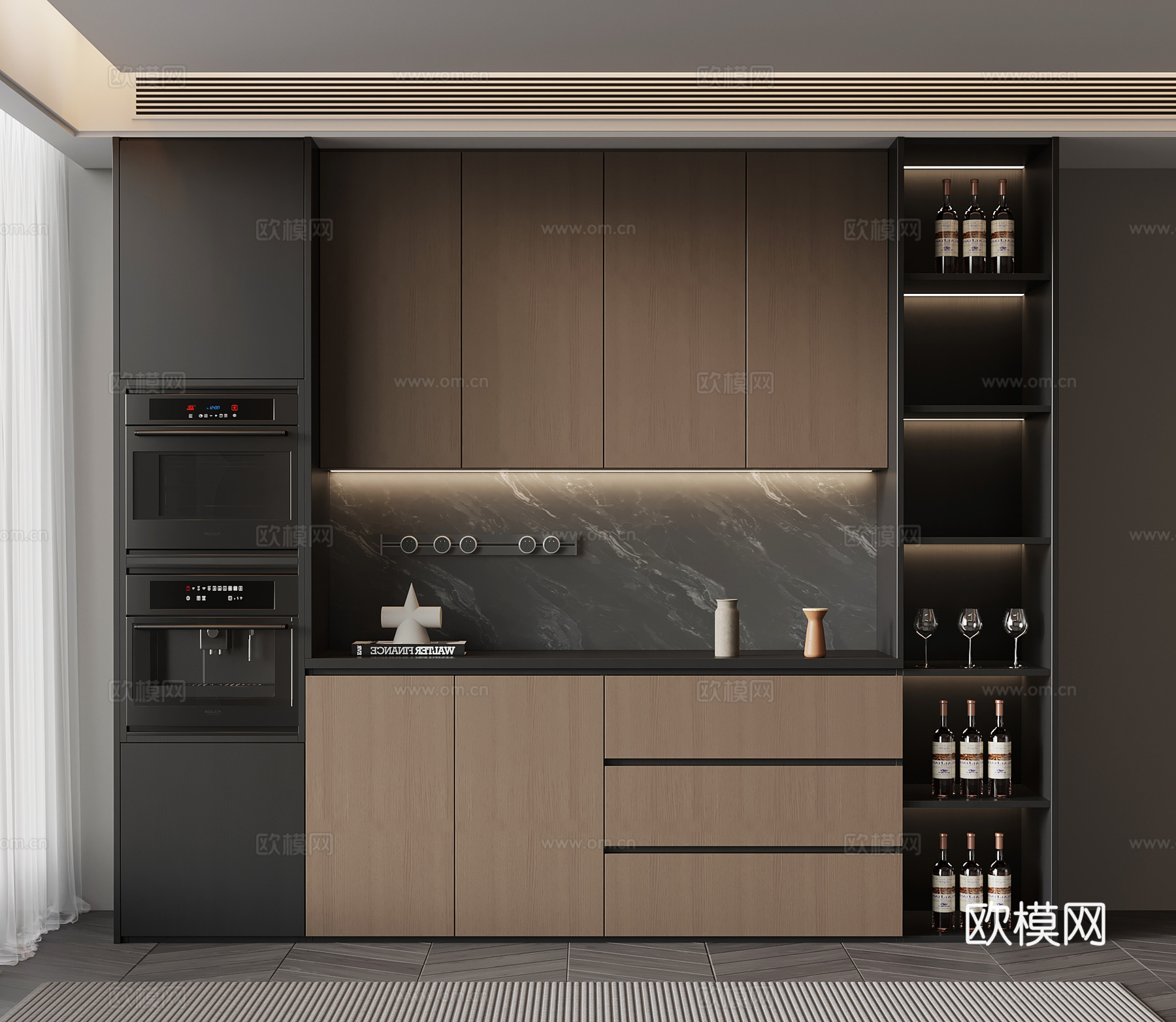 现代意式餐边柜su模型
