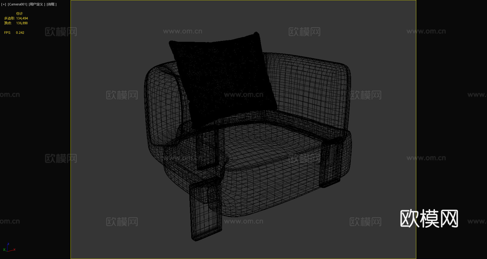 现代单人沙发 单人椅 休闲沙发 现代抱枕 客厅沙发3d模型