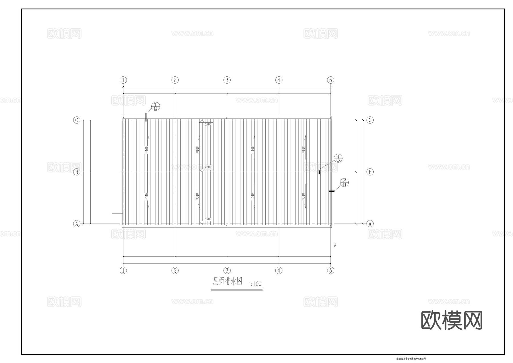 某两层钢框架车间建筑图cad施工图