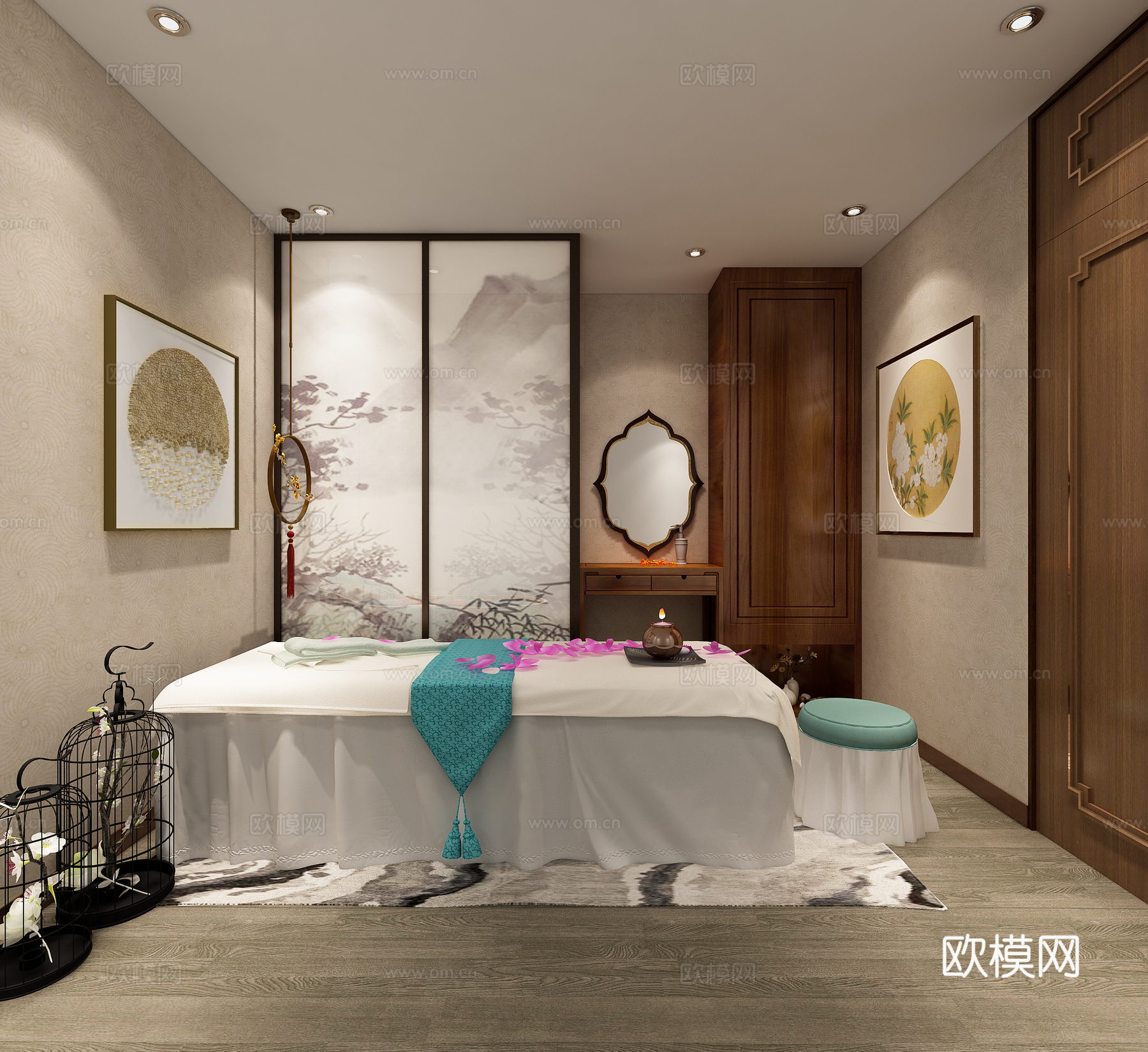 中式SPA包间3d模型下载