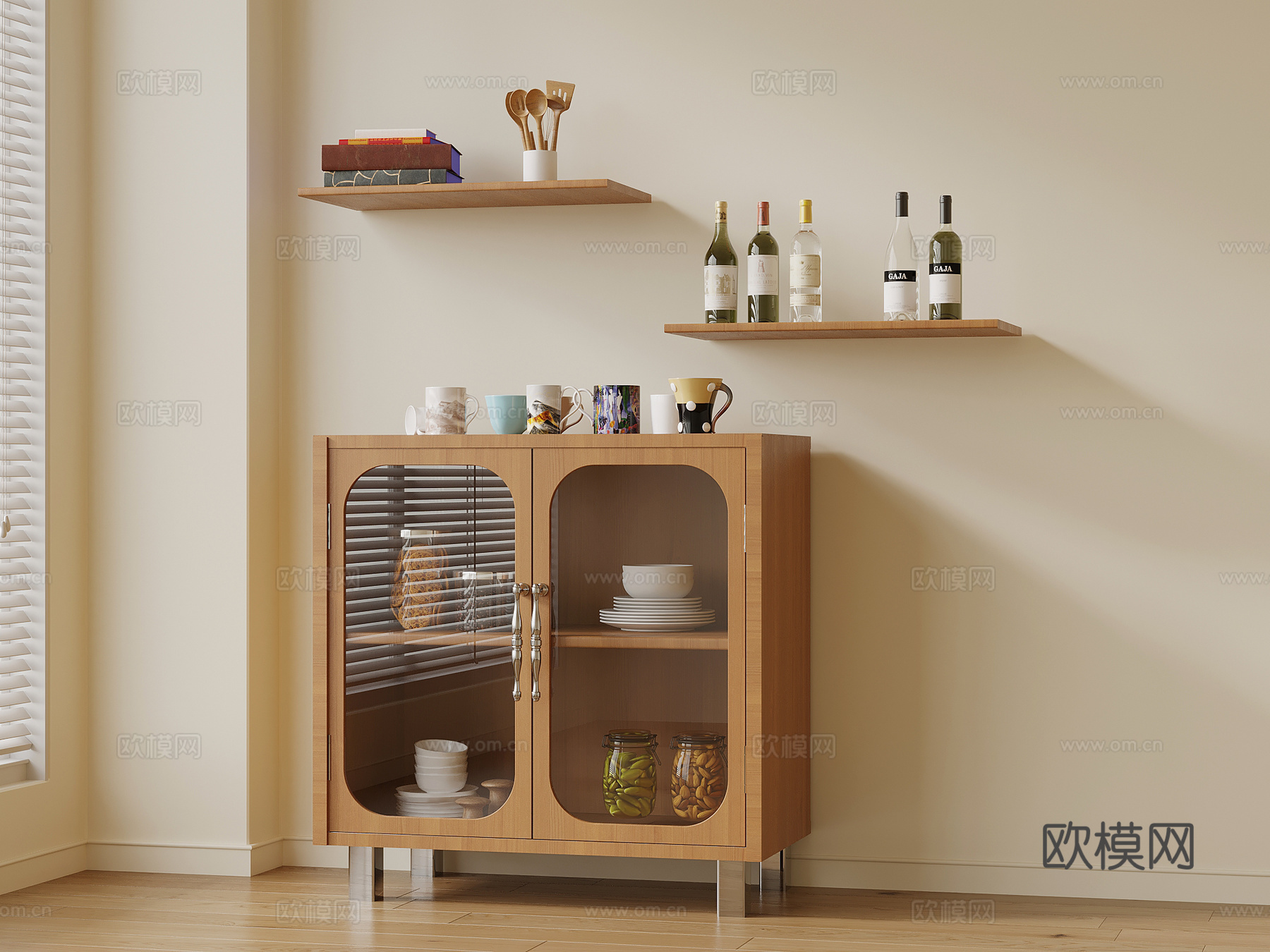 现代餐边柜 餐具柜su模型