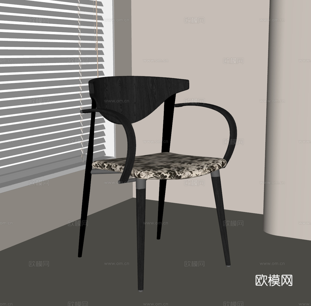 现代中古餐椅 休闲椅su模型