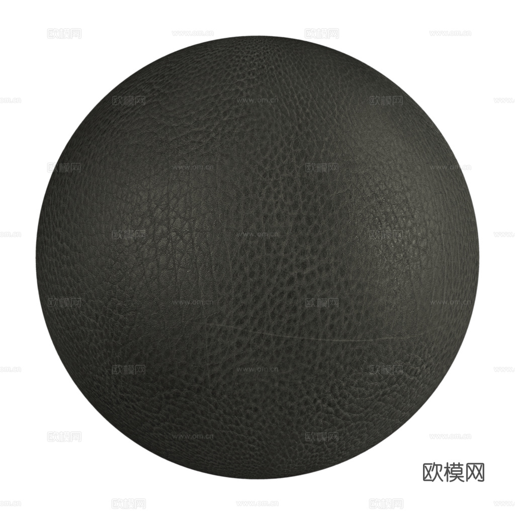 无缝黑色粗纹皮革PBR贴图 2k