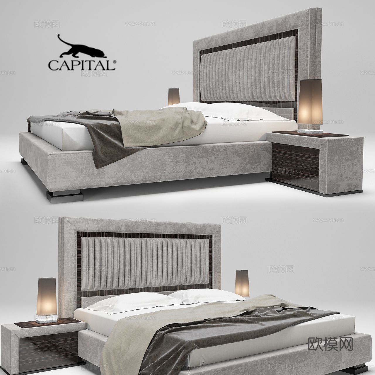 CAPITAL 意式双人床3d模型下载（渲染图3）