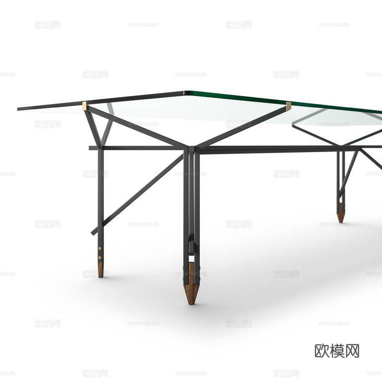 Cassina 玻璃餐桌3d模型下载（渲染图3）