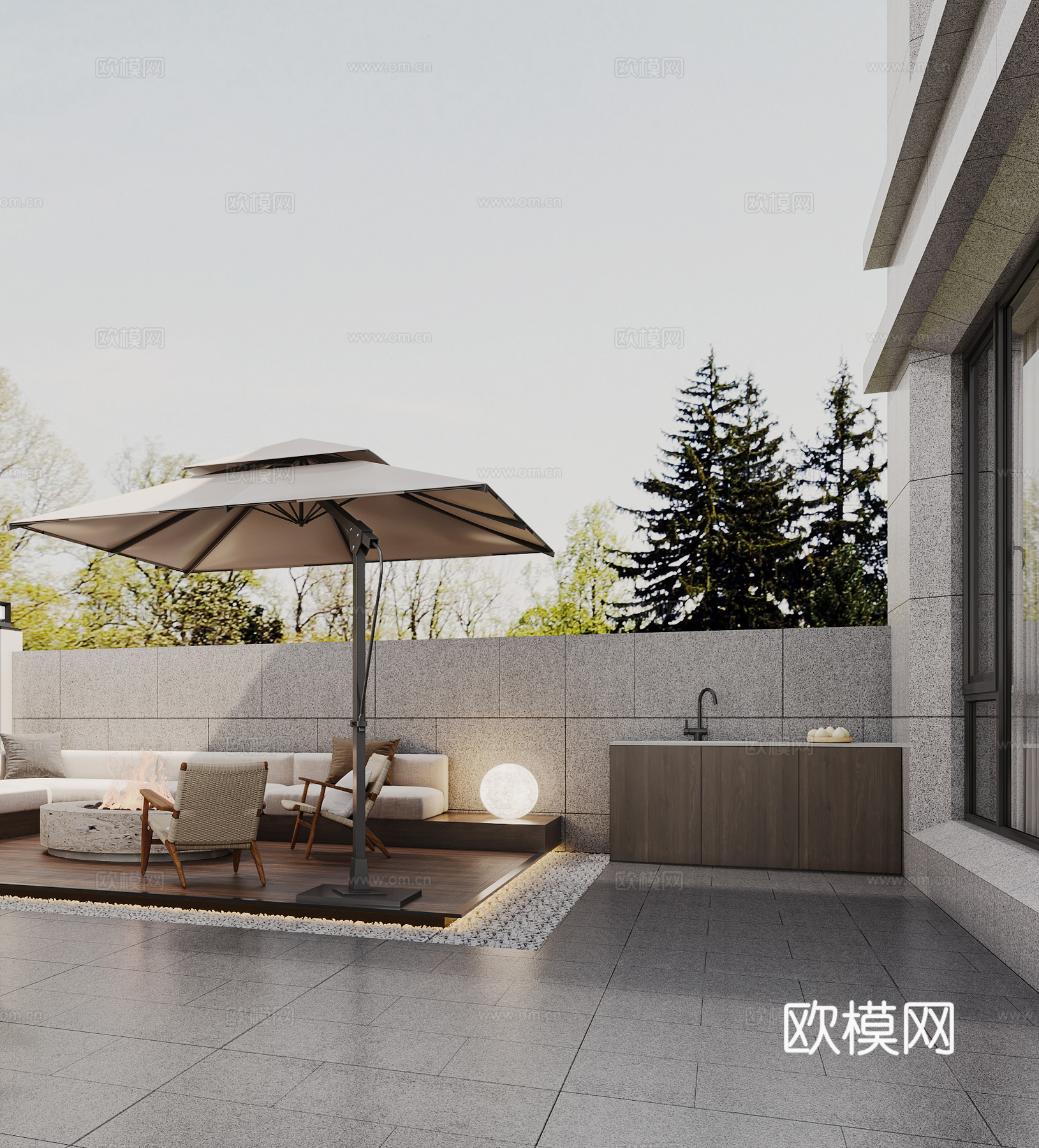 现代庭院景观3d模型