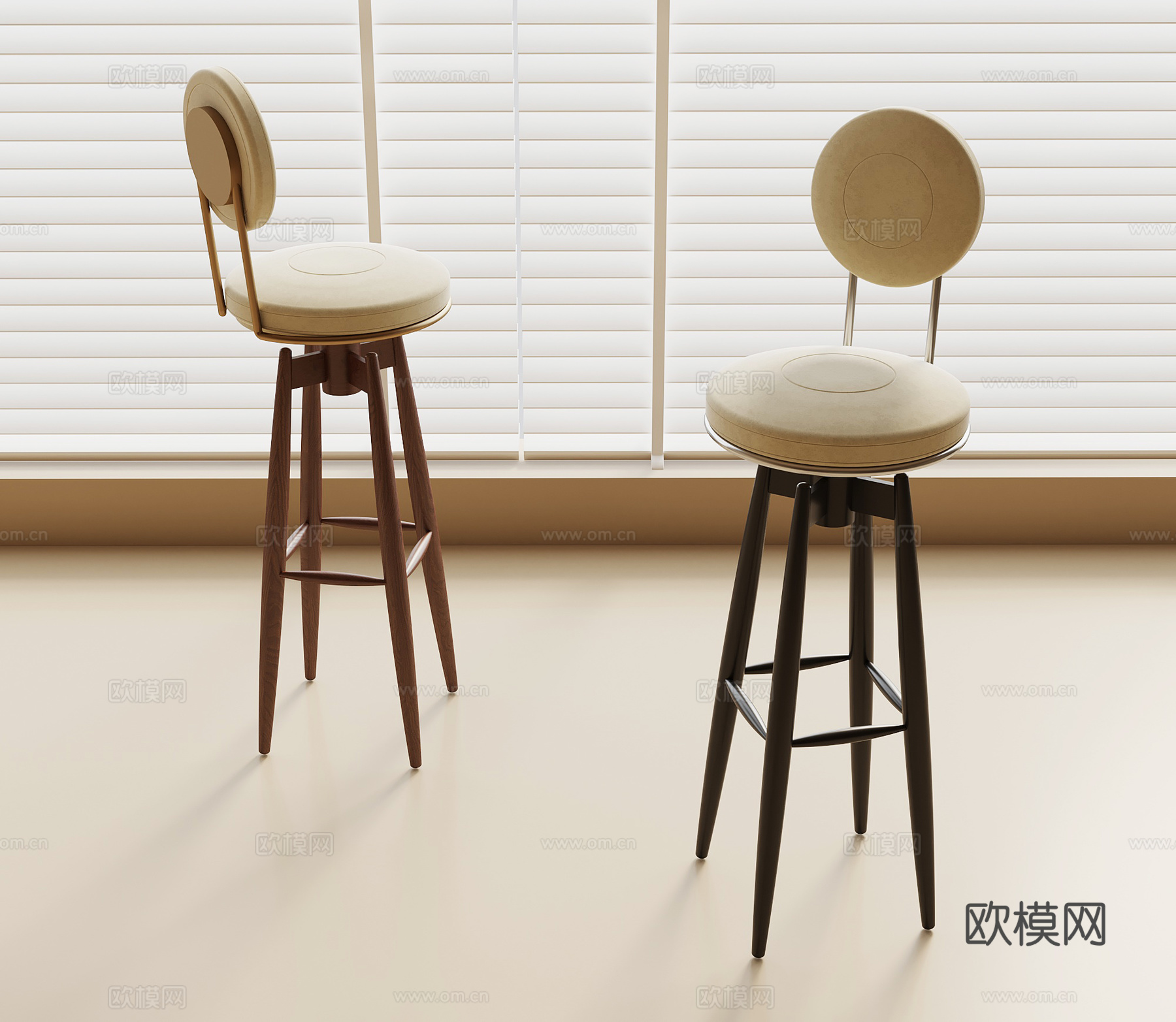 法式中古吧凳 吧椅3d模型