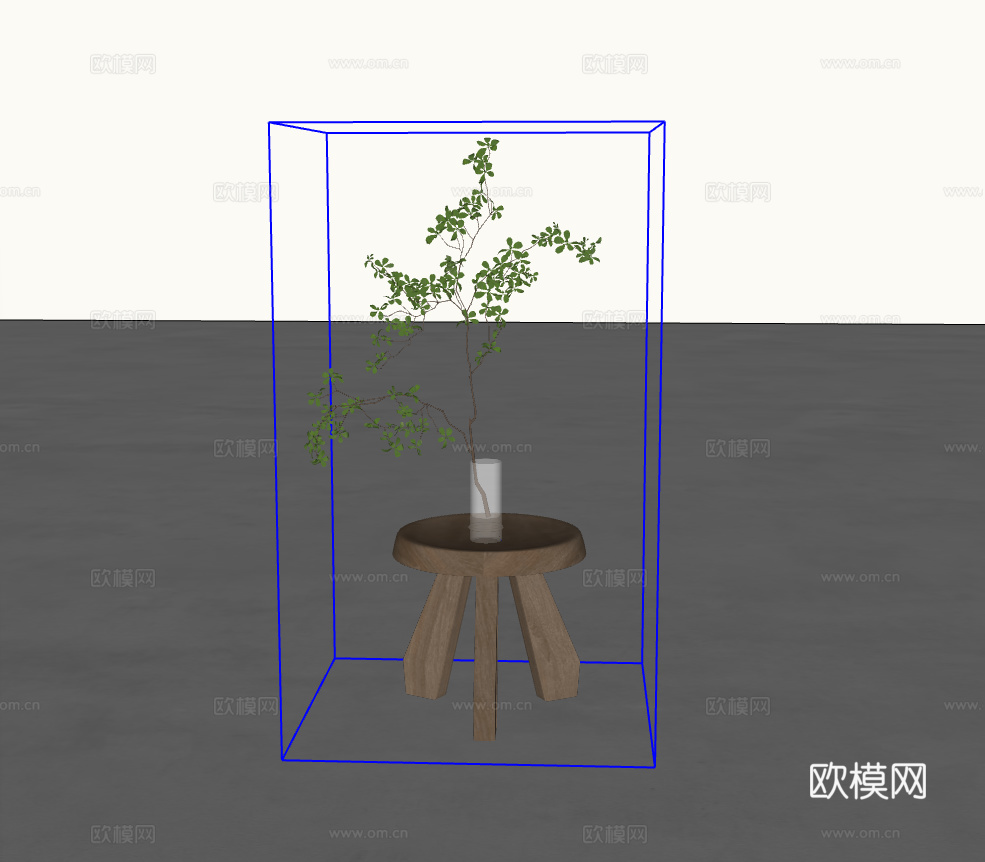 小木质圆几su模型