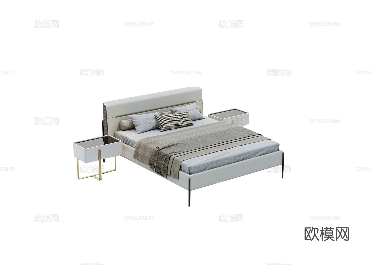 CAPITAL 意式双人床3d模型下载（渲染图3）