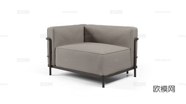 Cassina 单扶手沙发3d模型下载（渲染图2）