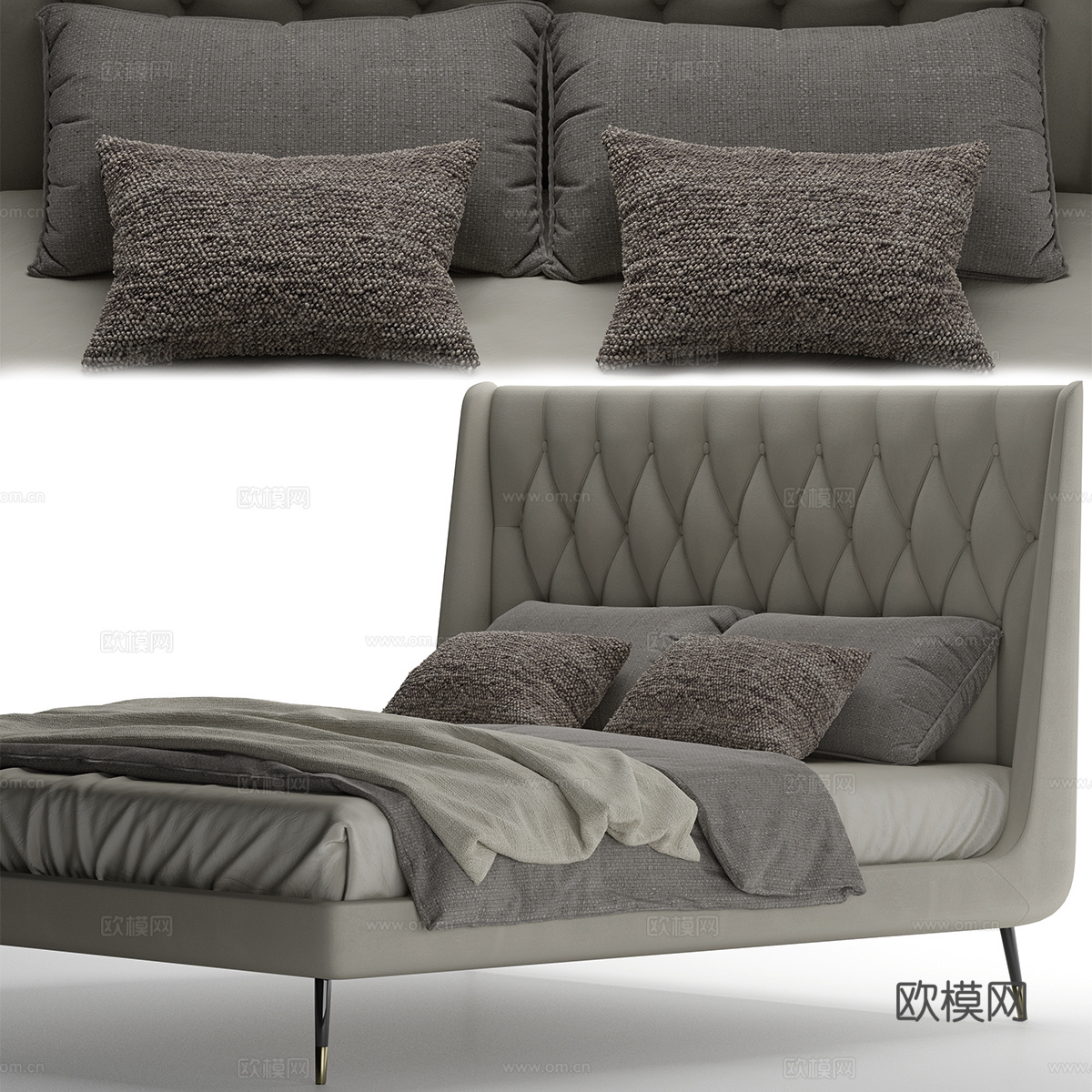 CAPITAL 意式双人床3d模型下载（渲染图2）