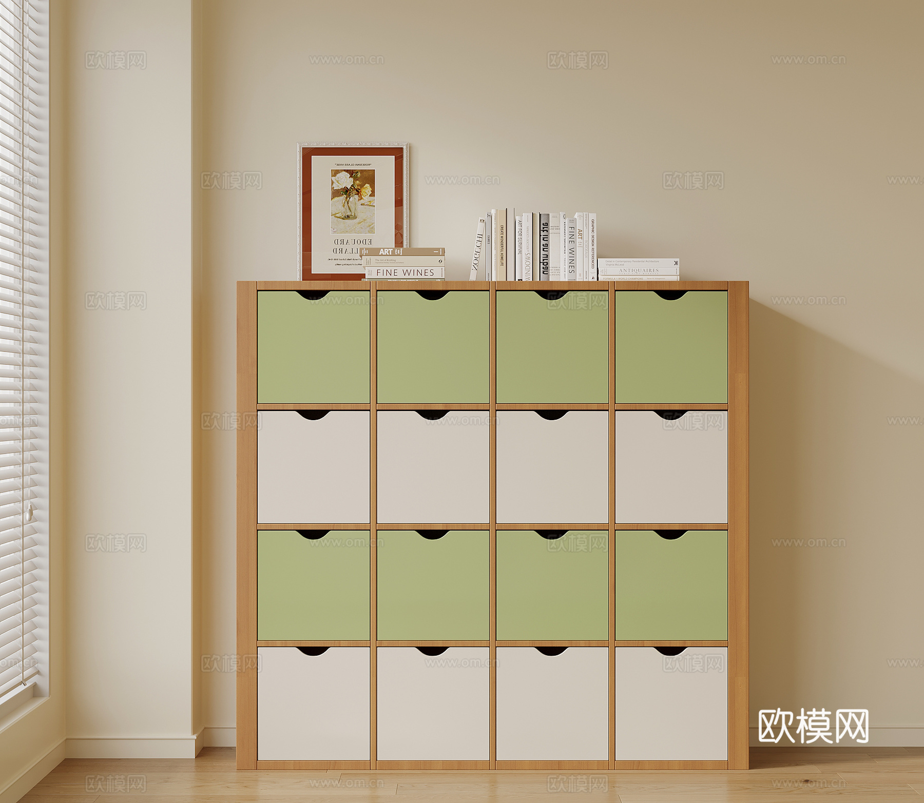 现代奶油风柜子 儿童柜 边柜 储物柜 书柜3d模型