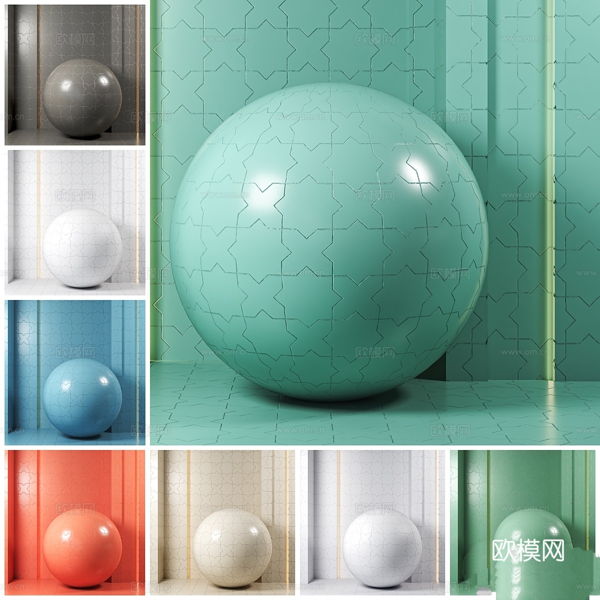 4K 8色Equipe Porto陶瓷材料与纹理3d模型